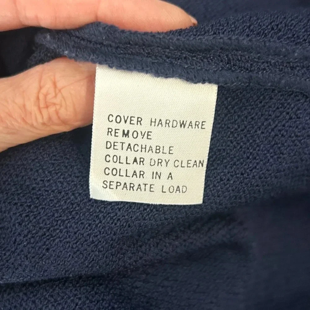 St. John Collection Navy Blue Santana Knit Nautical White Collar Skirt Suit
